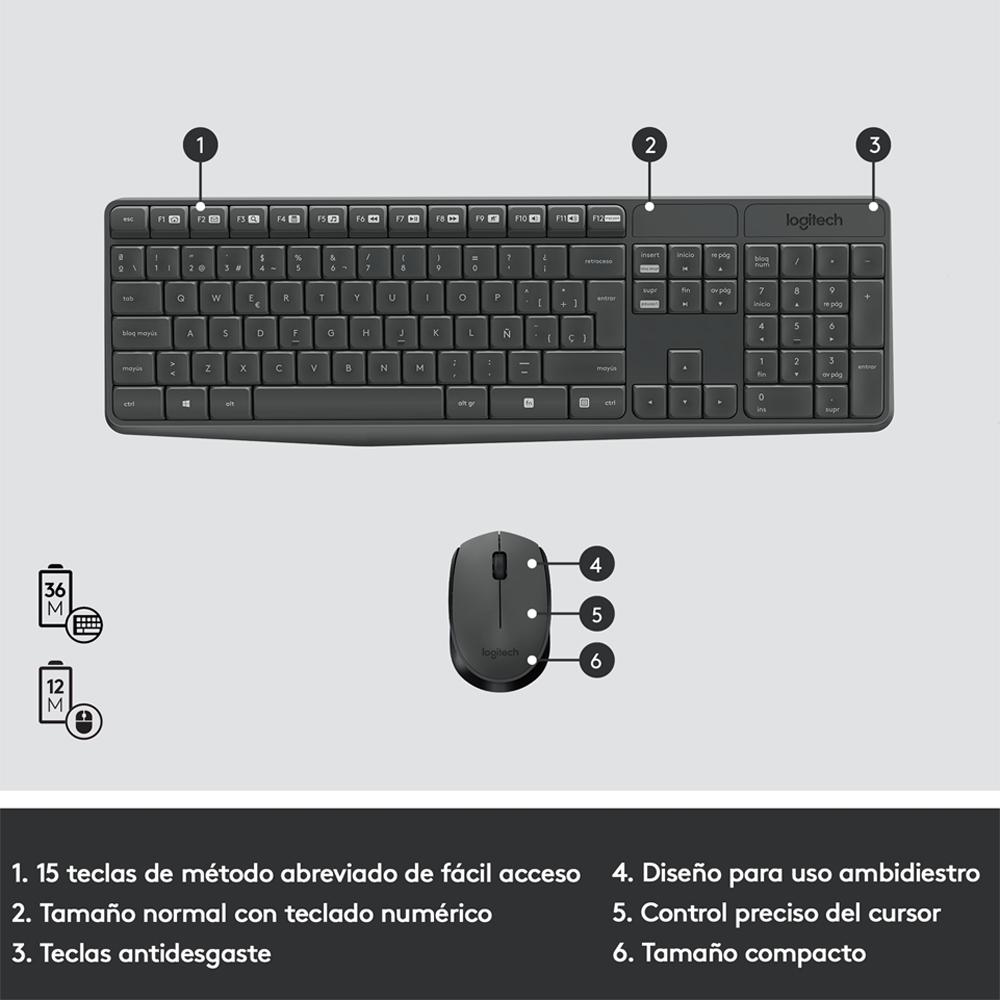Teclado + Mouse Logitech MK235 Wireless - Imagen 6